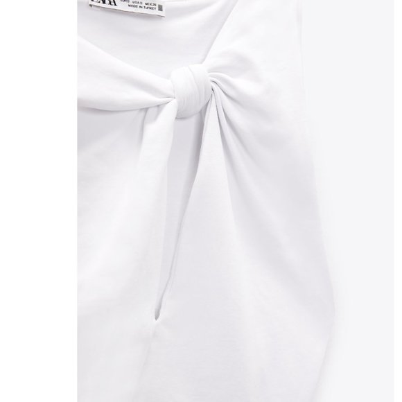ZARA WHITE SPANDEX STRETCH KNOTTED TWIST KEYHOLE BODYSUIT - Picture 10 of 10